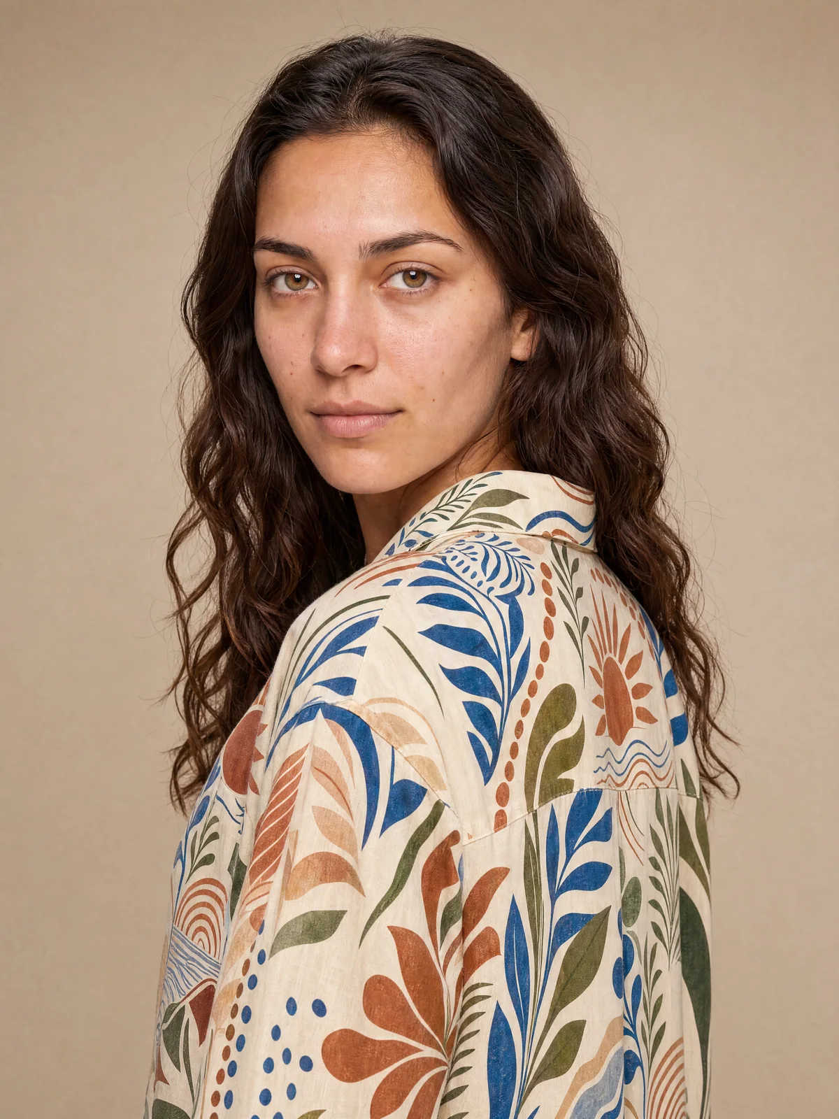 Close-up on-model image highlighting the print and fabric of a co-ord